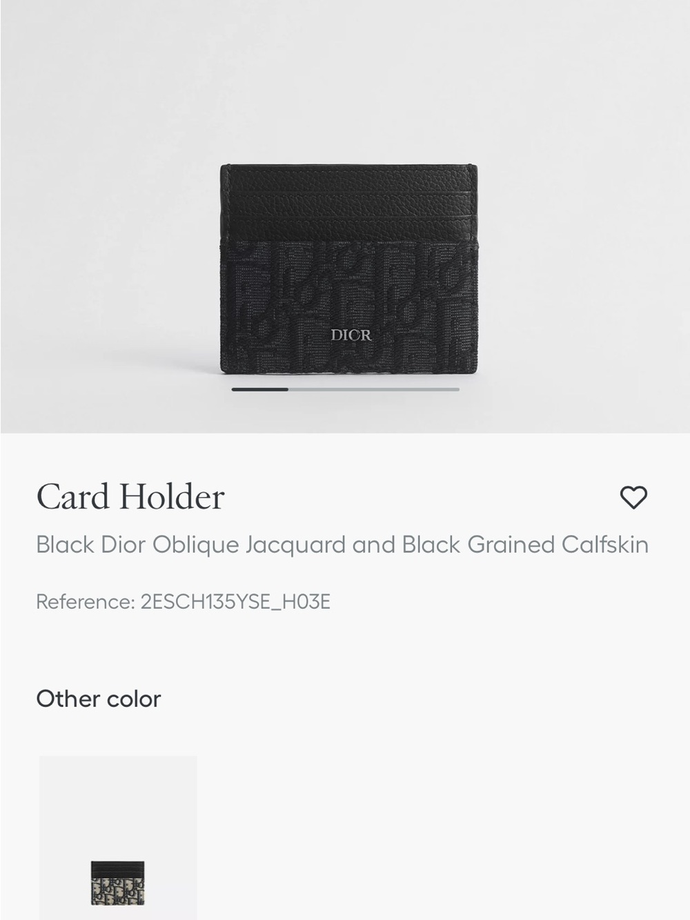Dior Black Oblique Jacquard & Black Grained Calfskin Card Holder
